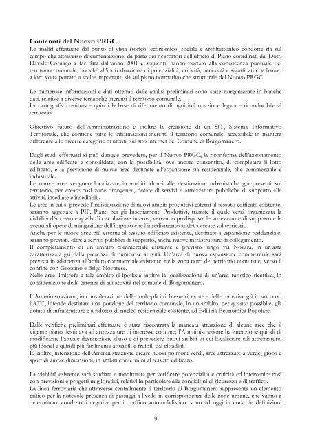 I.1 Delibera Programmatica - Comune di Borgomanero