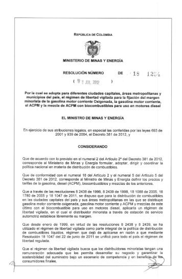 RESOLUCION 18 1254 del 30 de julio 2012 REGIMEN LIBERTAD ...
