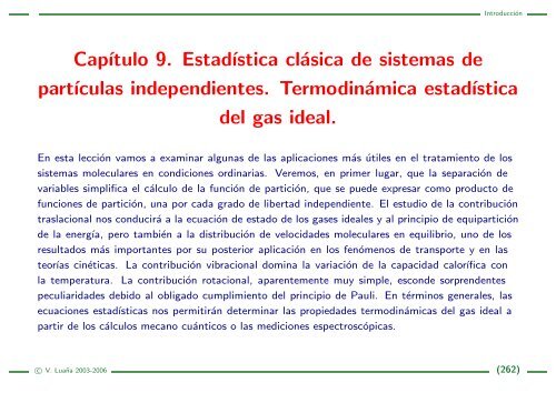 L09: Termodinámica estadística del gas ideal