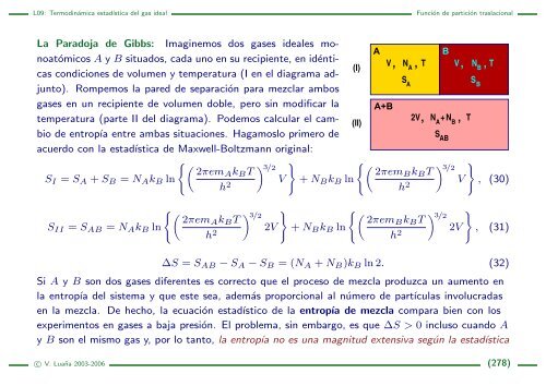 L09: Termodinámica estadística del gas ideal