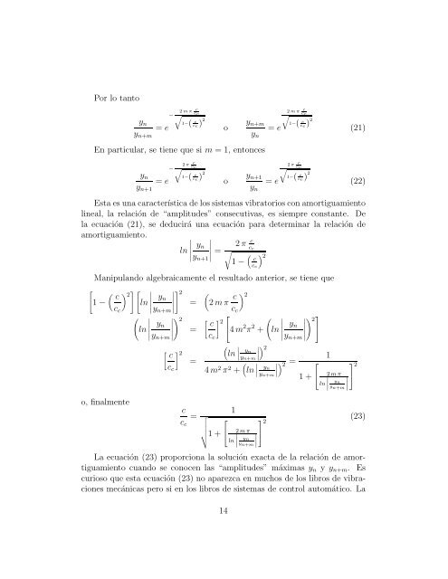 Sistema Vibratorio de un Grado de Libertad Amortiguado - fimee ...