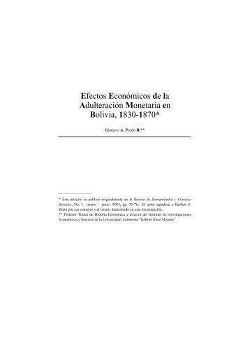 Efectos económicos de la adulteración monetaria en Bolivia