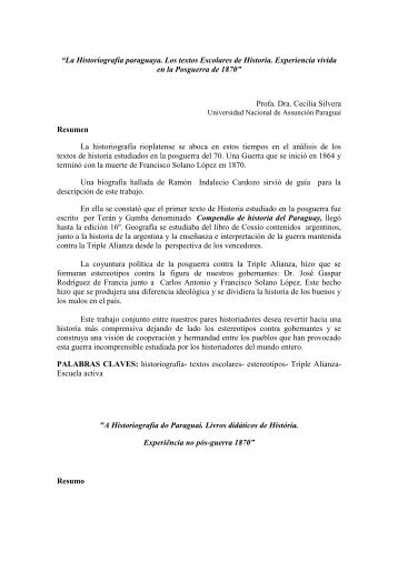 “La Historiografía paraguaya. Los textos Escolares de Historia ...