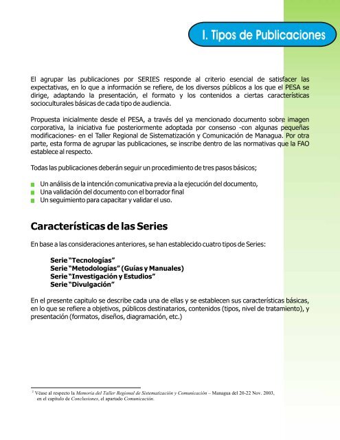 Lineamientos Sobre tipos y Formatos de Publicaciones - PESA ...