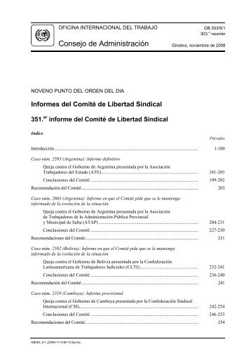 Informes del Comité de Libertad Sindical - 351.er informe del ...