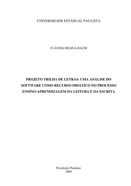 Projeto Trilha de Letras - Professor Assistente Doutor FCT/Unesp