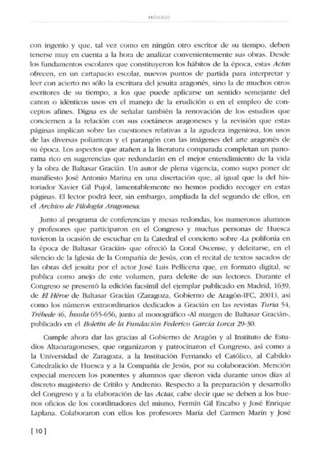 I. Actas del I Congreso Internacional "Baltasar Gracián: pensamiento