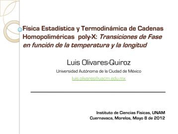 Fisica Estadistica y Termodinámica de Cadenas Hompolimericas ...