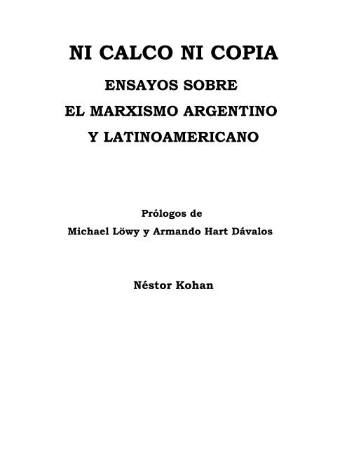 Comentarios sobre el libro de Nestor Kohan - Biblioteca Virtual en ...