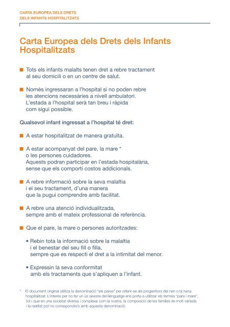 Carta Europea dels Drets dels Infants Hospitalitzats - Ajuntament de ...