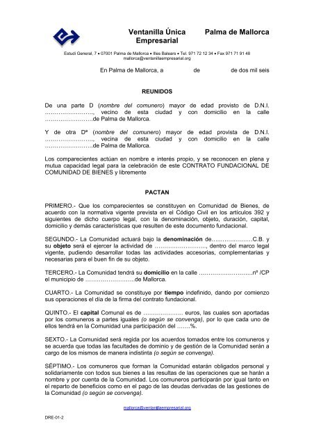 Modelo Contrato . (135 KB) - Cámara de Comercio de Mallorca