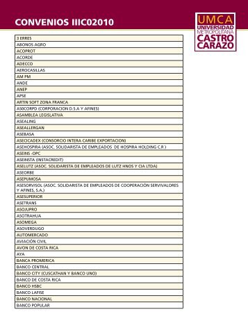 Dé clic aquí para conocer la Tabla de Convenios Empresariales