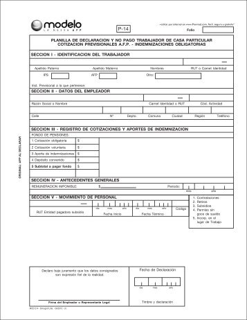 PLANILLA DE DECLARACION Y NO PAGO ... - AFP Modelo