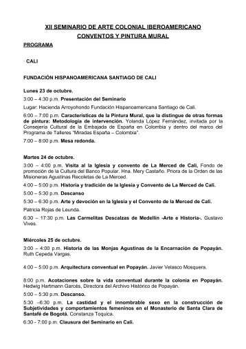 xii seminario de arte colonial iberoamericano conventos y pintura ...