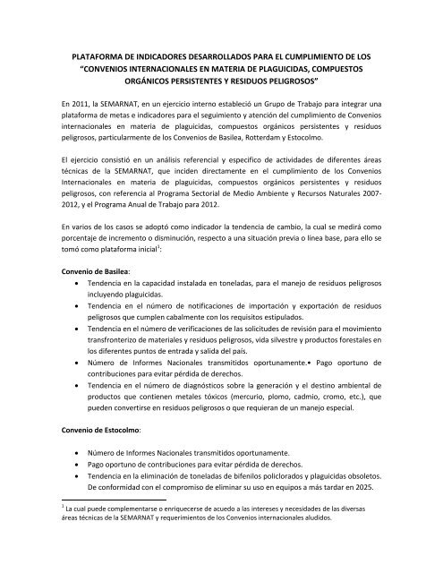 PLATAFORMA DE INDICADORES Convenios Agenda ... - Semarnat
