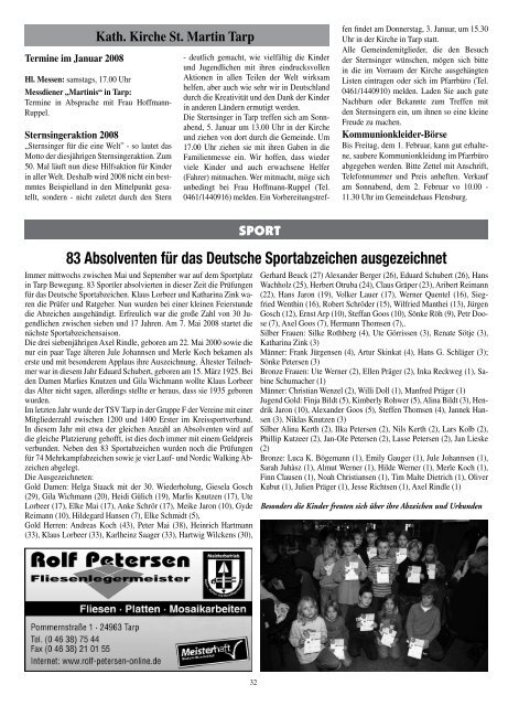 Ev.-Luth. Kirchengemeinde Tarp - Treenespiegel