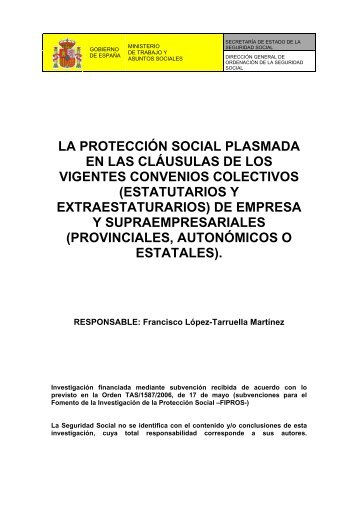 la protección social plasmada en las cláusulas de - Seguridad Social