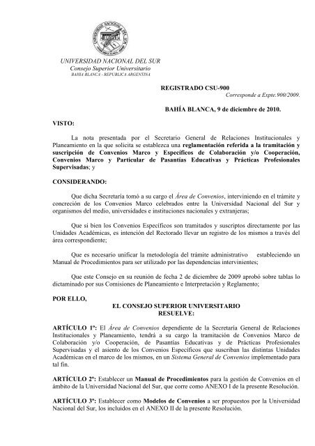 Manual de Procedimientos Gestión de Convenios - Universidad ...