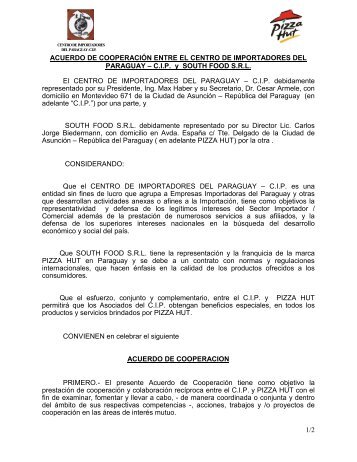 1/2 ACUERDO DE COOPERACIÓN ENTRE EL CENTRO DE ...