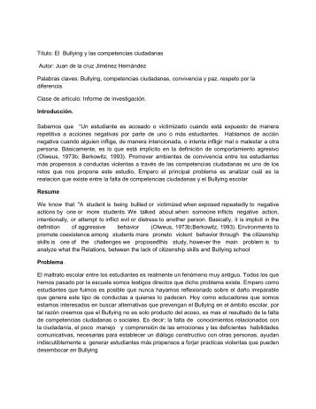 Informe de investigacion Bullyng - Colegio Nacional Nicolas Esguerra