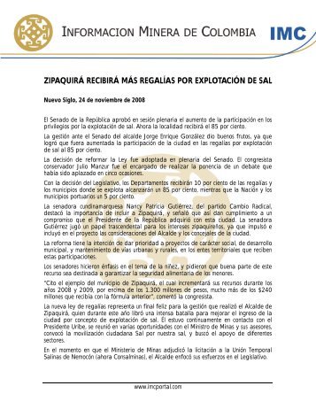 ZIPAQUIRÁ RECIBIRÁ MÁS REGALÍAS POR EXPLOTACIÓN DE SAL