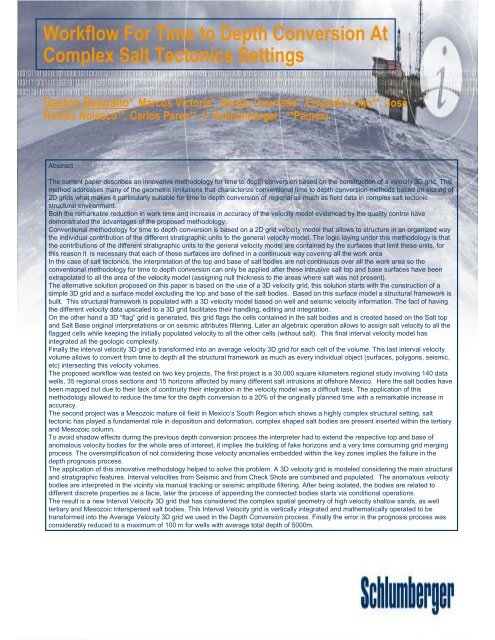Workflow For Time To Depth Conversion At Complex Salt Tectonics