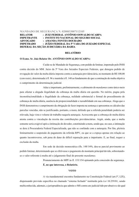 MS - Multa diária - reduz valor - Justiça Federal do Estado da Bahia