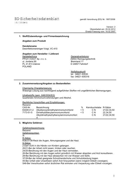 Eg-Sicherheitsdatenblatt - Amsa Blitz