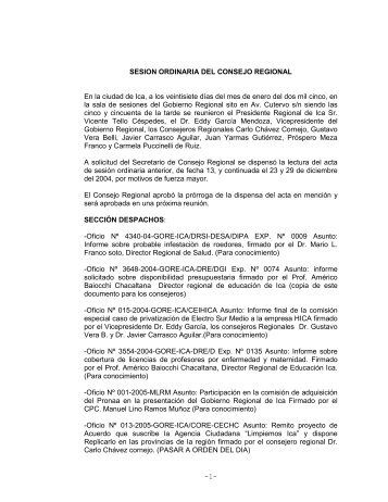 1- SESION ORDINARIA DEL CONSEJO REGIONAL En la ciudad de ...