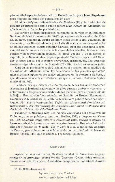 Revista de la Biblioteca, Archivo y Museo (1932) - Memoria de Madrid