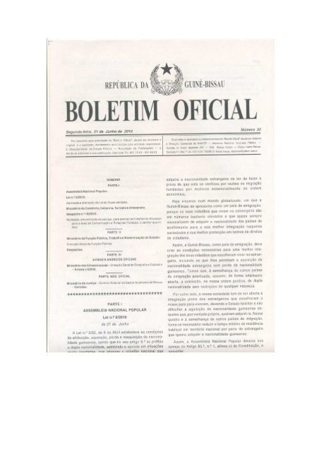 alteração da lei da nacionalidade da guiné-bissau