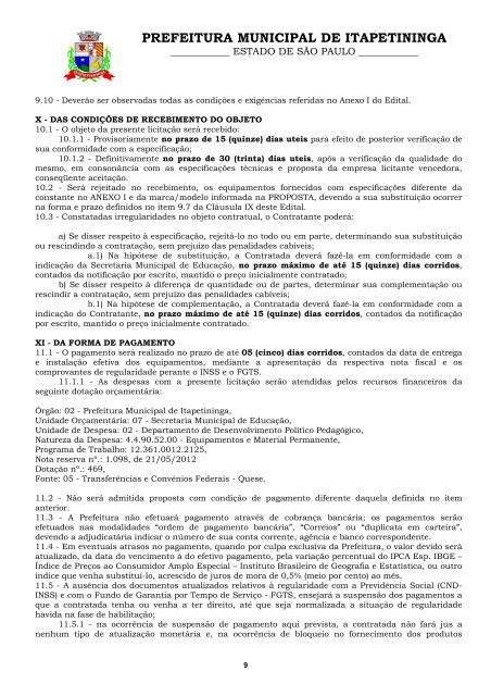 contratação de empresa especializada para o fornecimento e