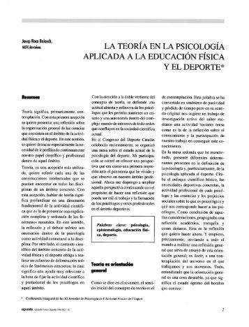 la teoría en la psicología aplicada a la educación física y el ... - apunts