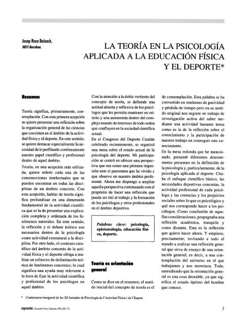 la teoría en la psicología aplicada a la educación física y el ... - apunts