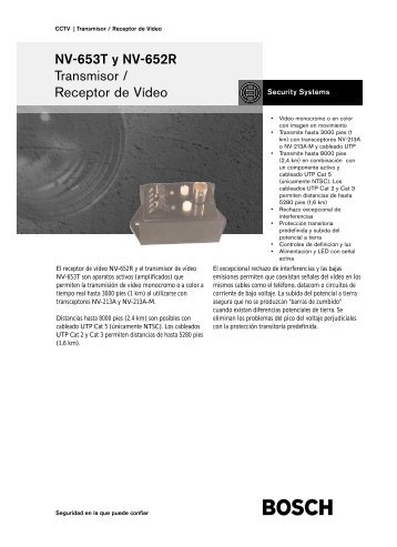 NV-653T y NV-652R Transmisor / Receptor de Vídeo - Bosch ...