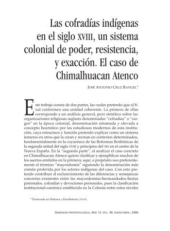 Las cofradías indígenas en el siglo xviii, un sistema colonial de ...