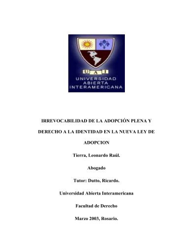 IRREVOCABILIDAD DE LA ADOPCIÓN PLENA Y ... - Vaneduc