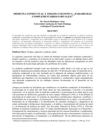 medicina conductual y terapia cognitiva - Universidad Autónoma de ...