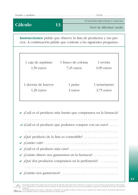 Cuadernos de repaso - Familia Alzheimer