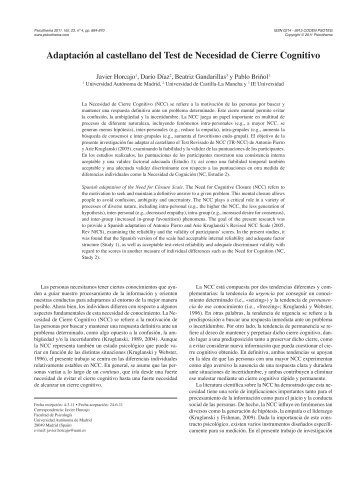 Adaptación al castellano del Test de Necesidad de Cierre Cognitivo