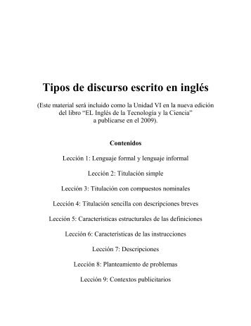 Tipos de discurso escrito en inglés - APUNEXPO