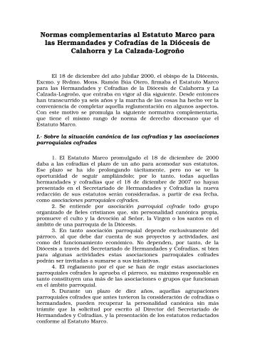 Normas complementarias al Estatuto Marco - Diócesis de Calahorra ...