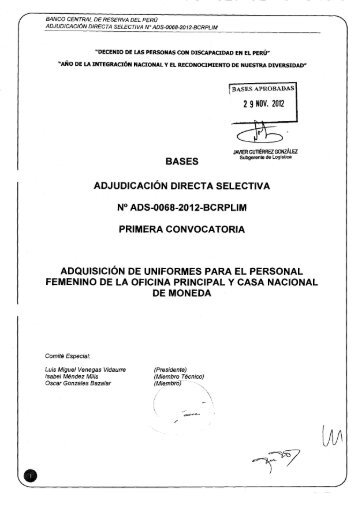 bases adjudicación directa selectiva n° ads-0068-2012 ... - seace