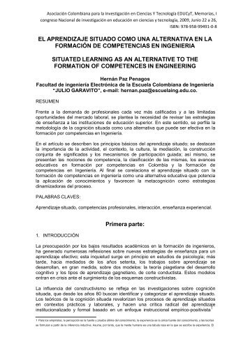 el aprendizaje situado como una posibilidad en la - Revista Educyt