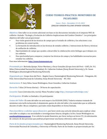 curso teorico-practico: monitoreo de picaflores - Hummingbird ...