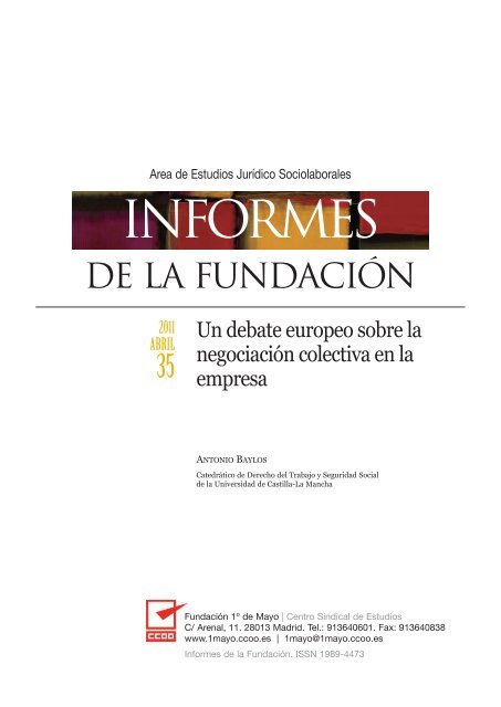 Negociación colectiva en Europa - Fundación 1º de Mayo - CCOO