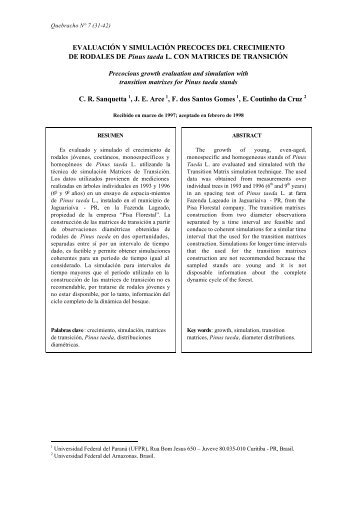 Evaluación y simulación precoces del crecimiento de ... - FCF UNSE