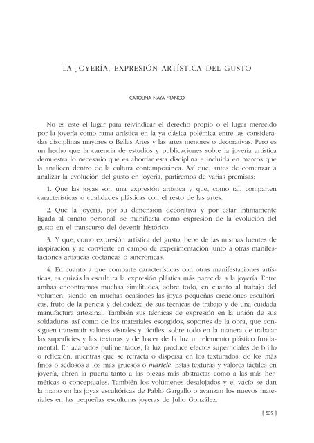 32. La joyería, expresión artística del gusto, por Carolina Naya Franco