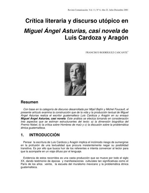 Crítica literaria y discurso utópico en Miguel Ángel Asturias ... - TEC