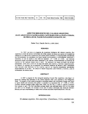 Aspectos biológicos del calamar argentino Illex argentinus ... - Invemar